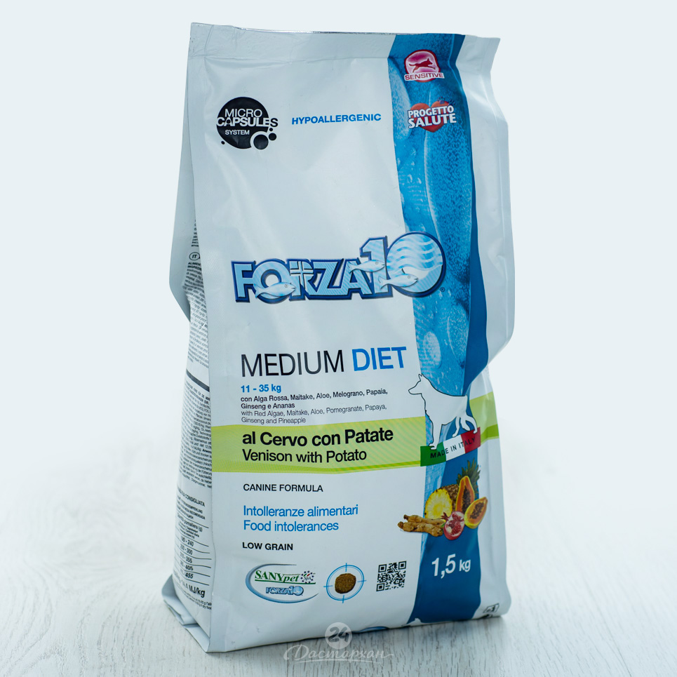 Корм Forza для собак средних пород из оленины и картофеля Med Diet cer/pat 1.5 кг.