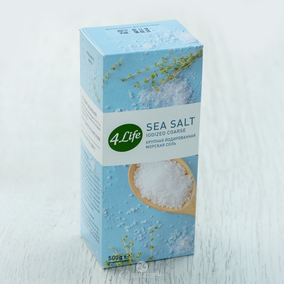 Соль 4Life морская крупная йодированная(500г*12шт) картон