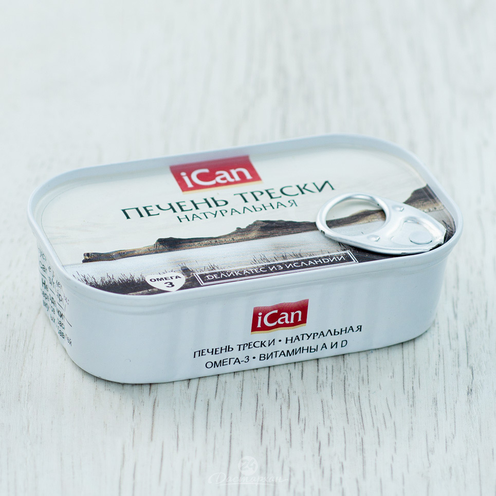 Печень трески iCan натуральная  115 гр ж/б 