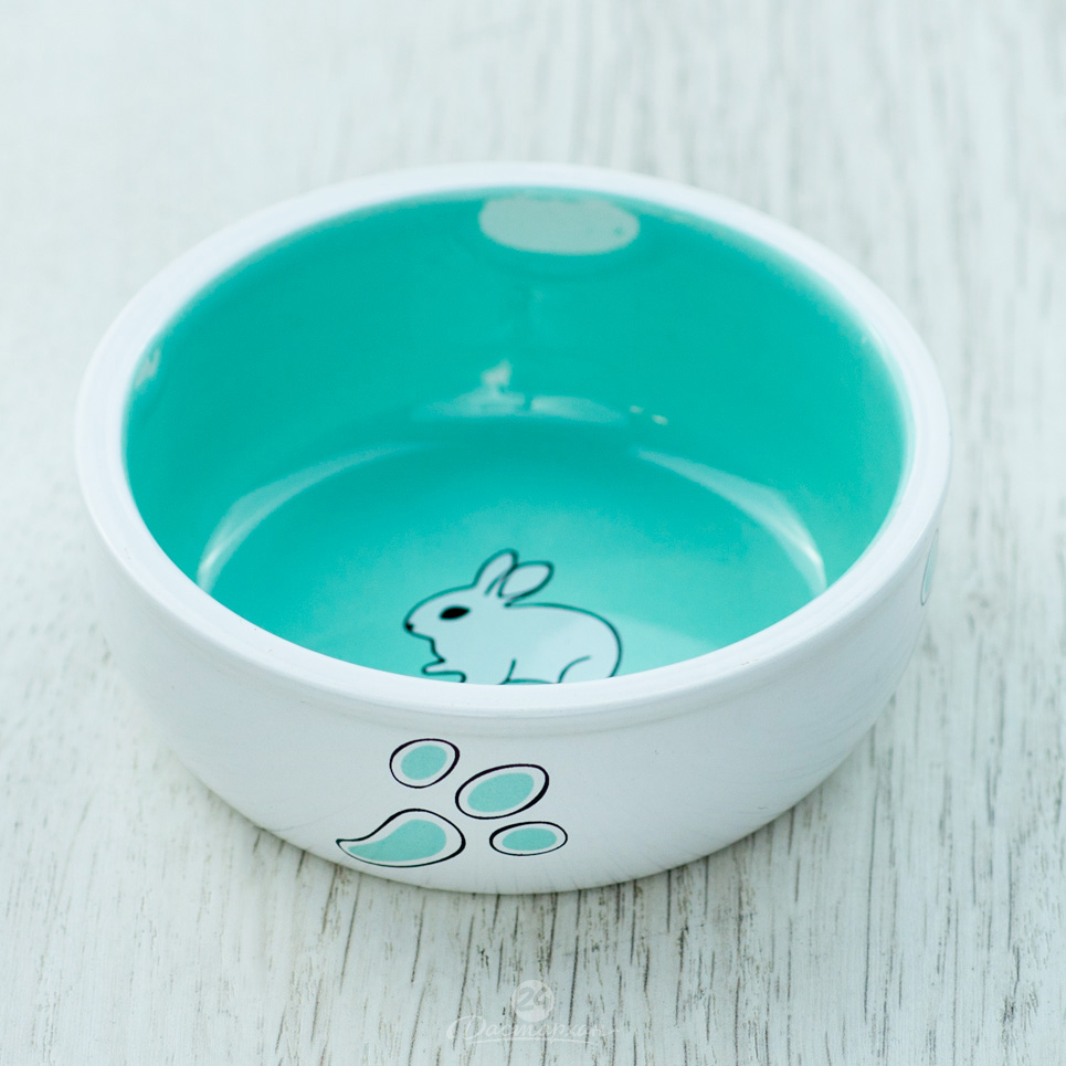 Миска Пижон керамическая для кроликов 10,*3,7см бело-зеленая   4789560