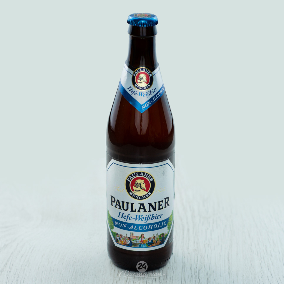 Пиво Paulaner Hefe-Weissbier б/алк 0,5л ст/б 