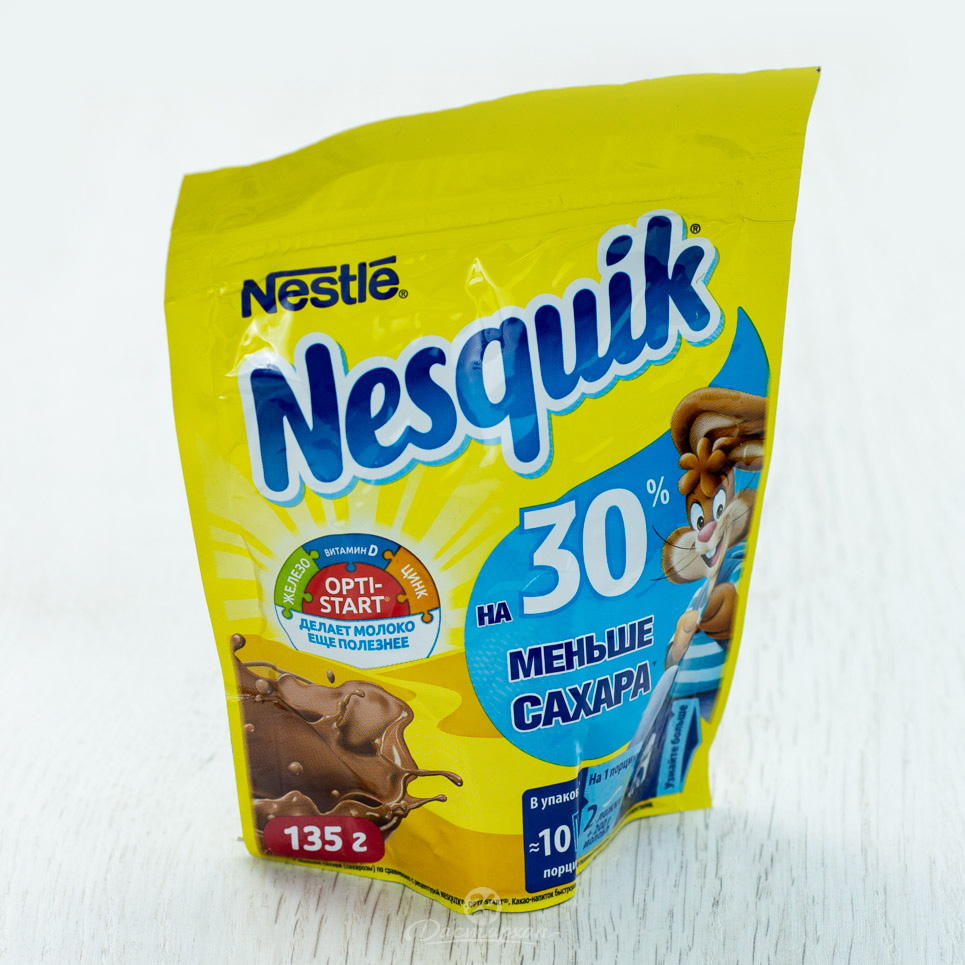 Какао Nesquik меньше сахара 135гр дой пак