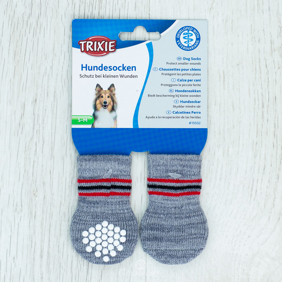 Носки Trixie для собак, размер S-M, 2 шт., хлопок, серый  1787694