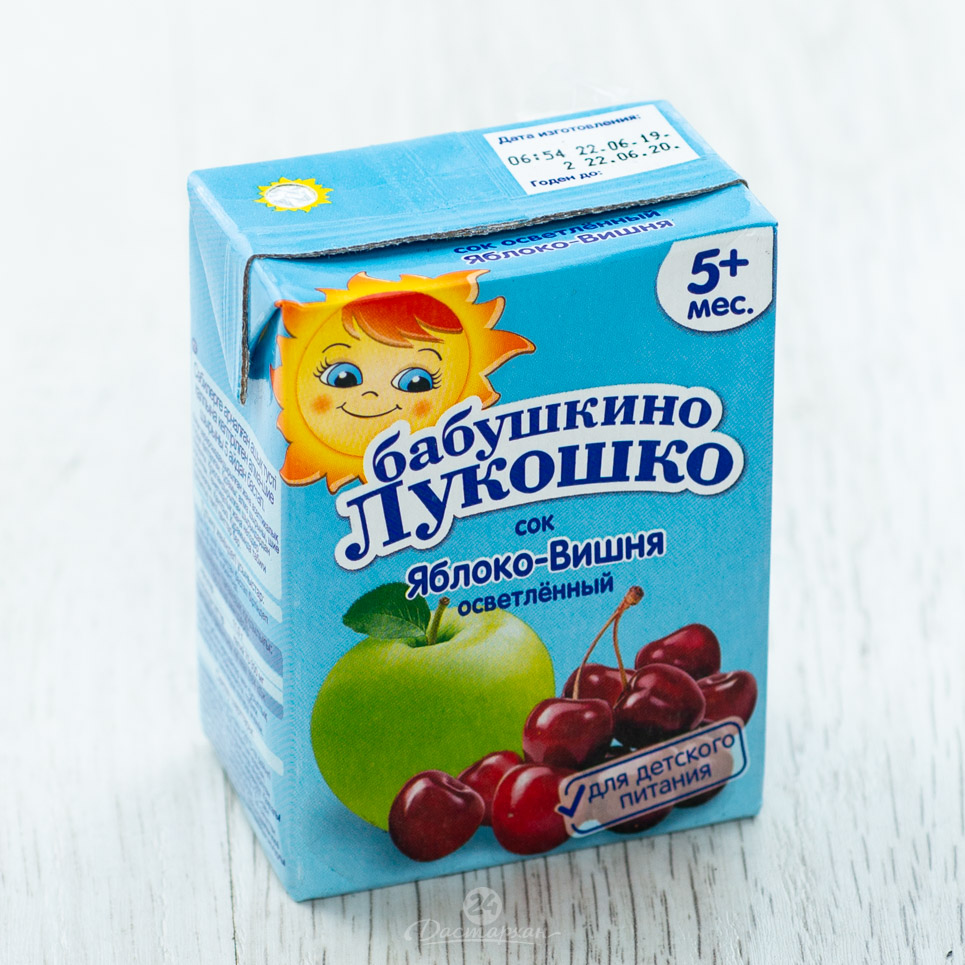 Сок Бабушкино Лукошко осветленный Яблочно-вишневый 0,2л Тетра Пак