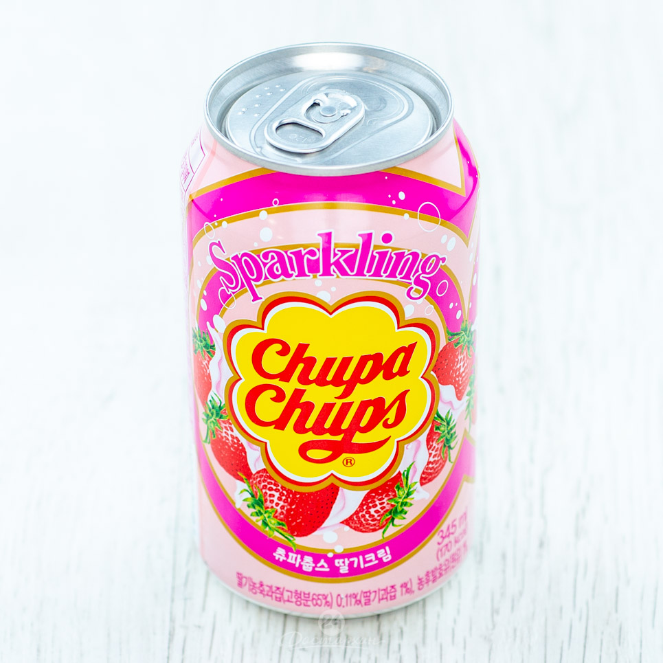 Напиток Chupa Chups Strawberry с газом 345мл ж/б