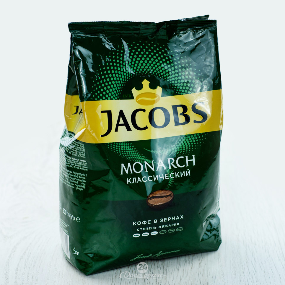 Кофе Jacobs Monarch натуральный жареный зерна 800г м/у