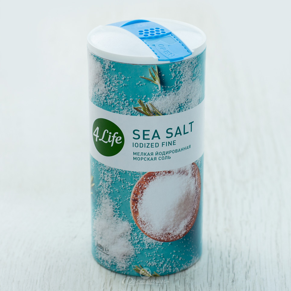 Соль 4Life морская мелкая йодированная 500г туба 