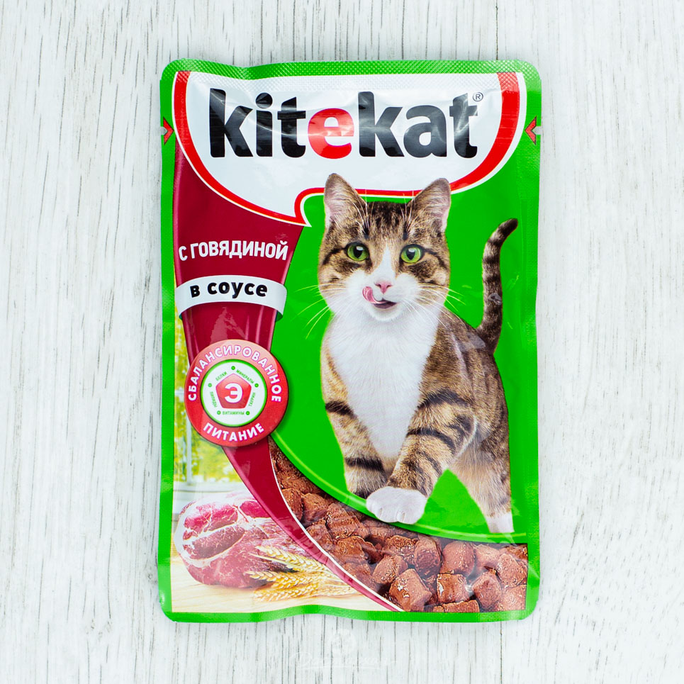 Корм д/кошек Kitekat говядина в соусе пауч 85г