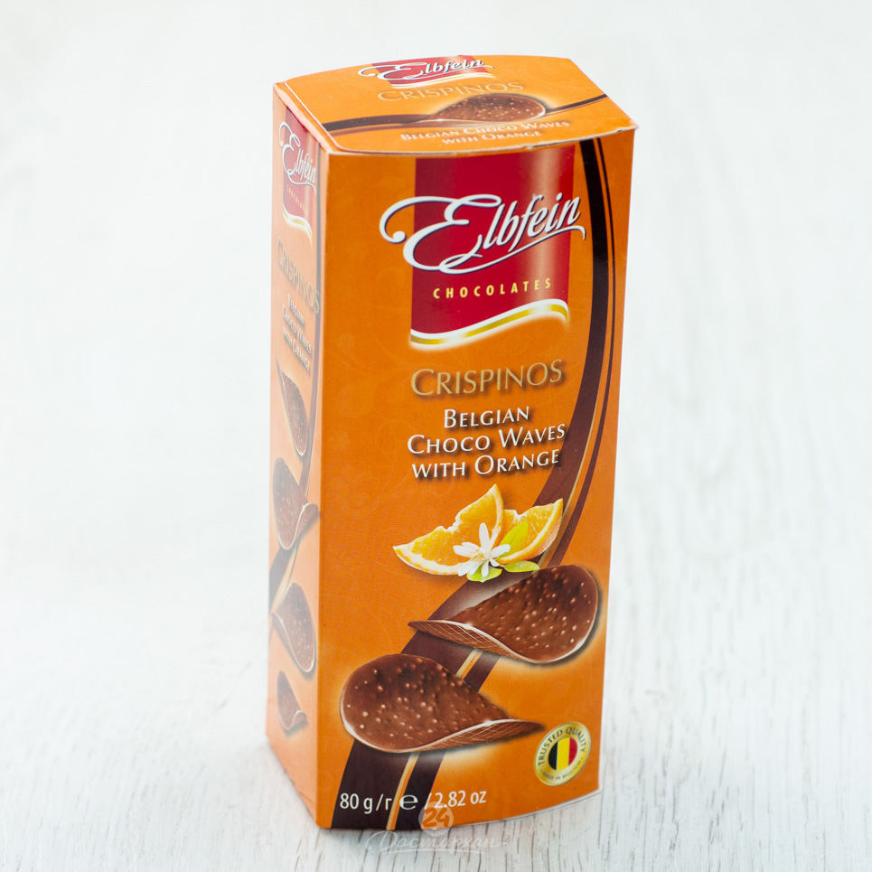 Чипсы шоколадные Elbfein молочный шоколад со вкусом апельсина 80г