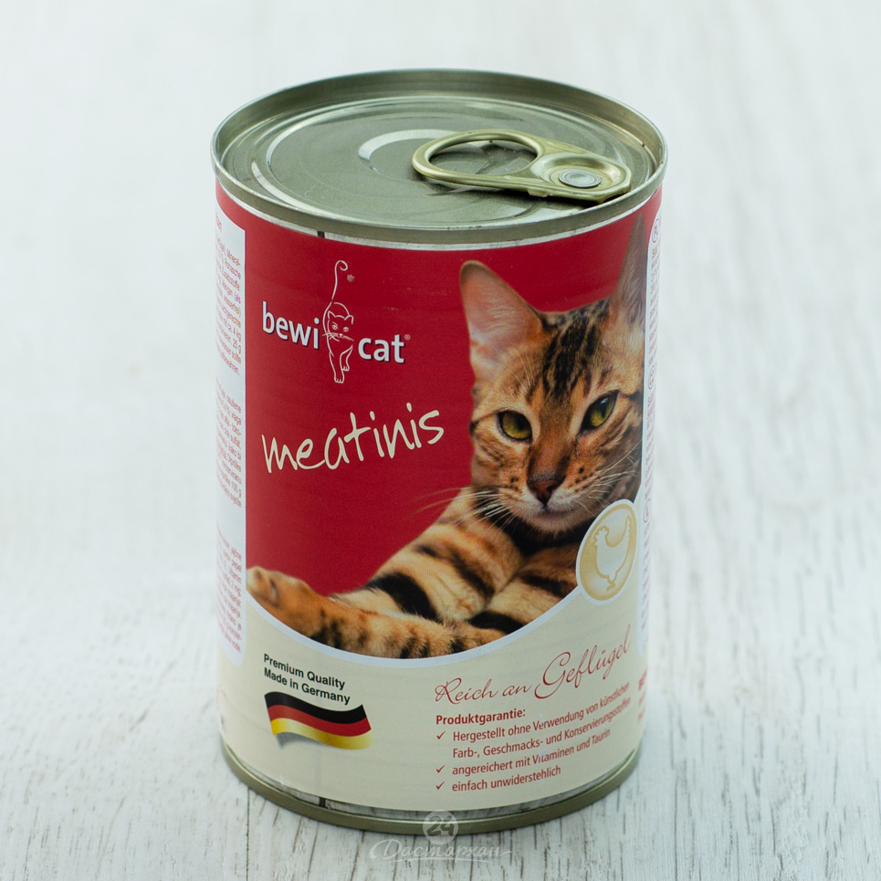 Корм для кошек Bewi Cat Meatinis Poultry влажный из мяса птицы для взрослых кошек 400г