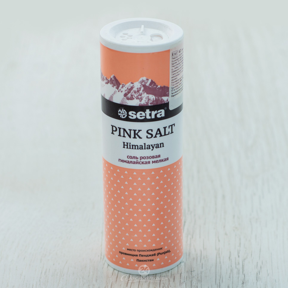 Соль Setra пищевая розовая гималайская мелкая 250г солонка
