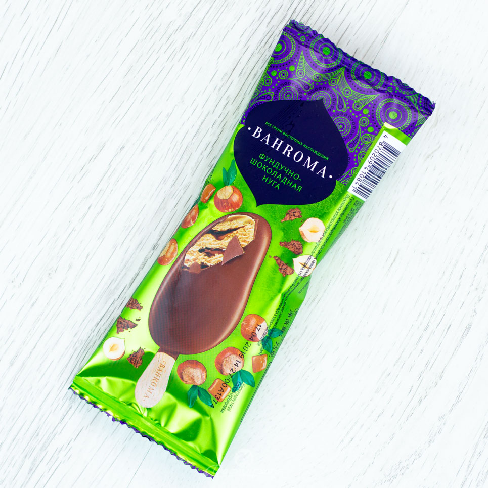 Мороженое Bahroma Эскимо Сливочное лесной орех-шоколад в шоколаде 70г