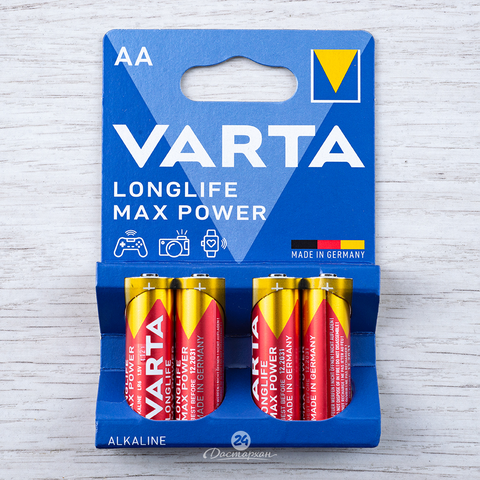 Батарейка Varta Max Tech 4 AA, 4шт/1уп
