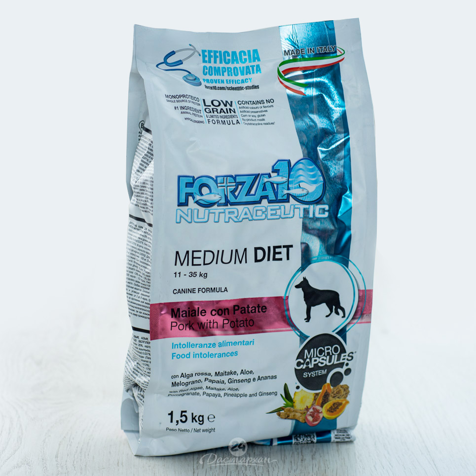 Корм Forza для собак средних пород из свинины с картофелем Med. Diet Low Grain Maiale pat 1.5 кг.