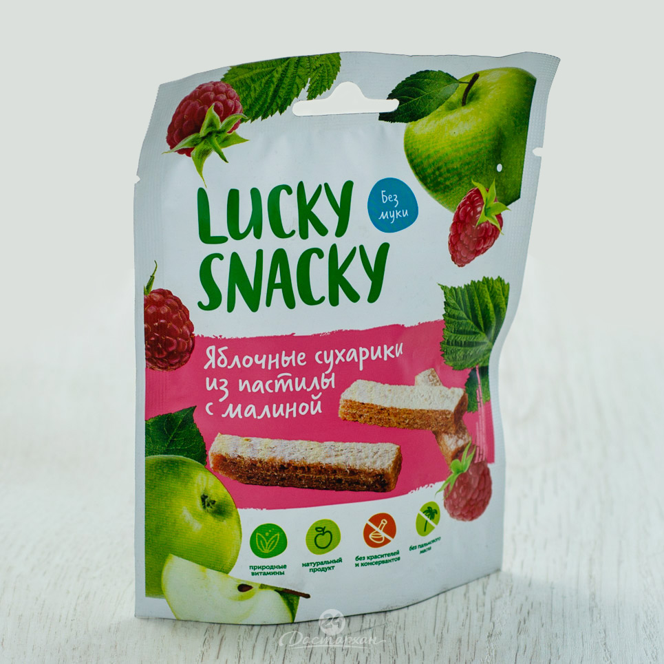 Снеки фруктовые Lucky Snacky яблочные сухарики с малиной 25г м/у
