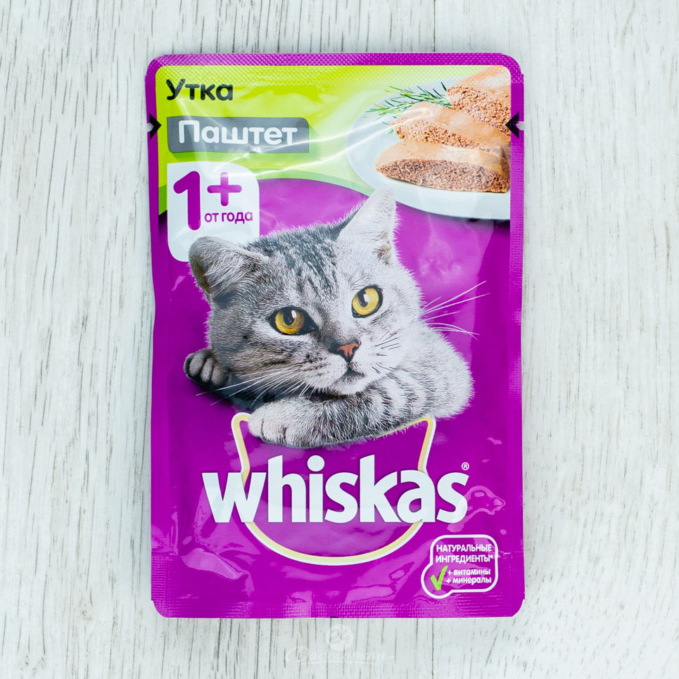 Корм для кошек Whiskas паштет с уткой 85г пауч