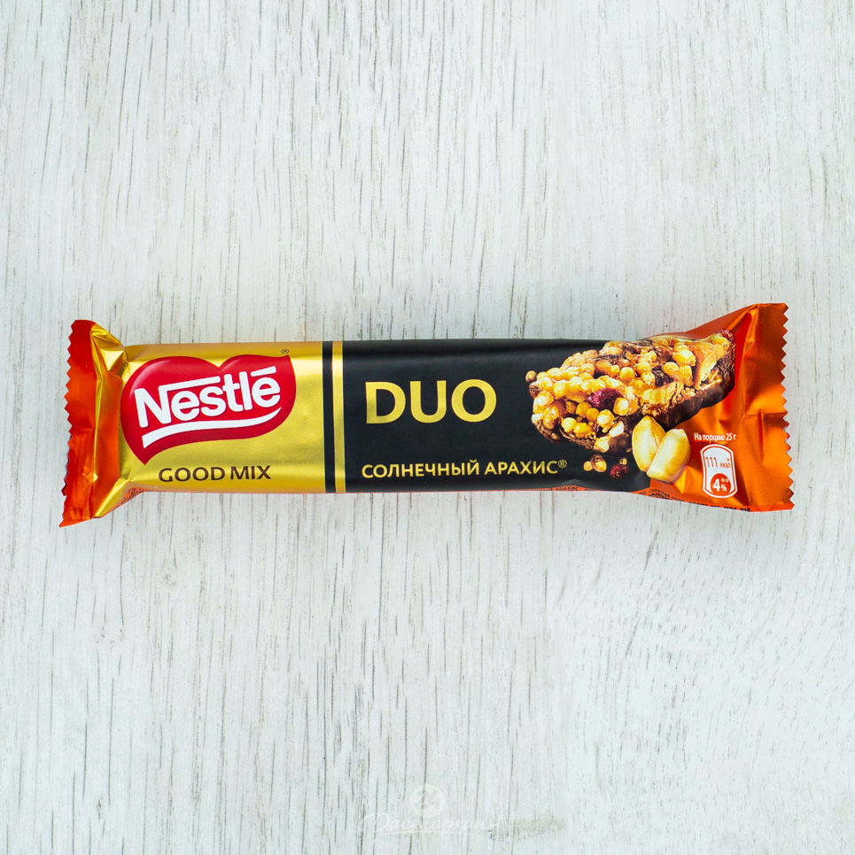 Батончик шоколадный Nestle Good Mix Duo Солнечный арахис 50г