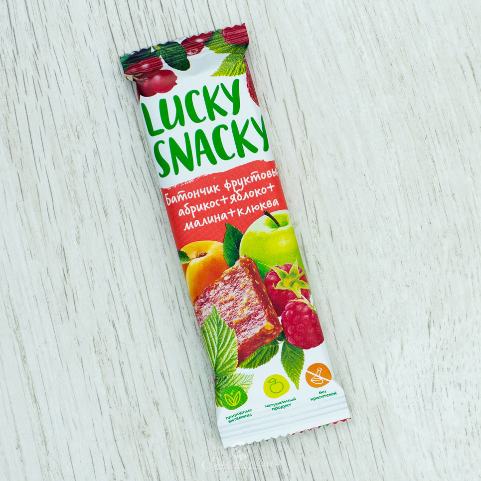 Батончик Lucky Snacky фруктовый с клюквой и малиной 30г м/у