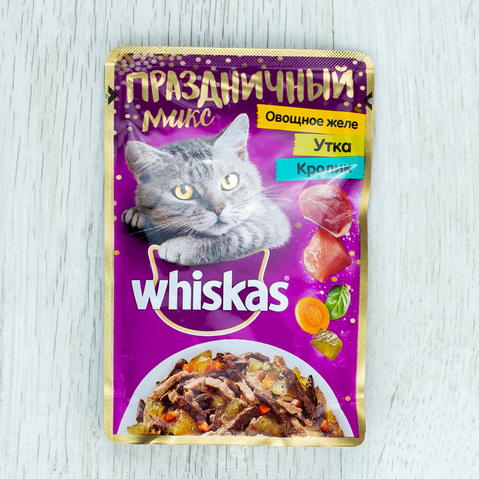 Корм для кошек Whiskas Праздничный микс утка-кролик-овощное желе 85г