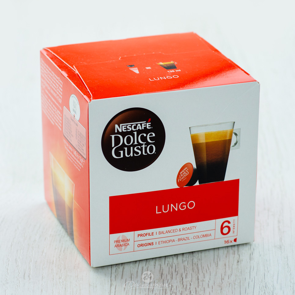 Кофе Nescafe Dolce Gusto Lungo в капсулах 112г картон