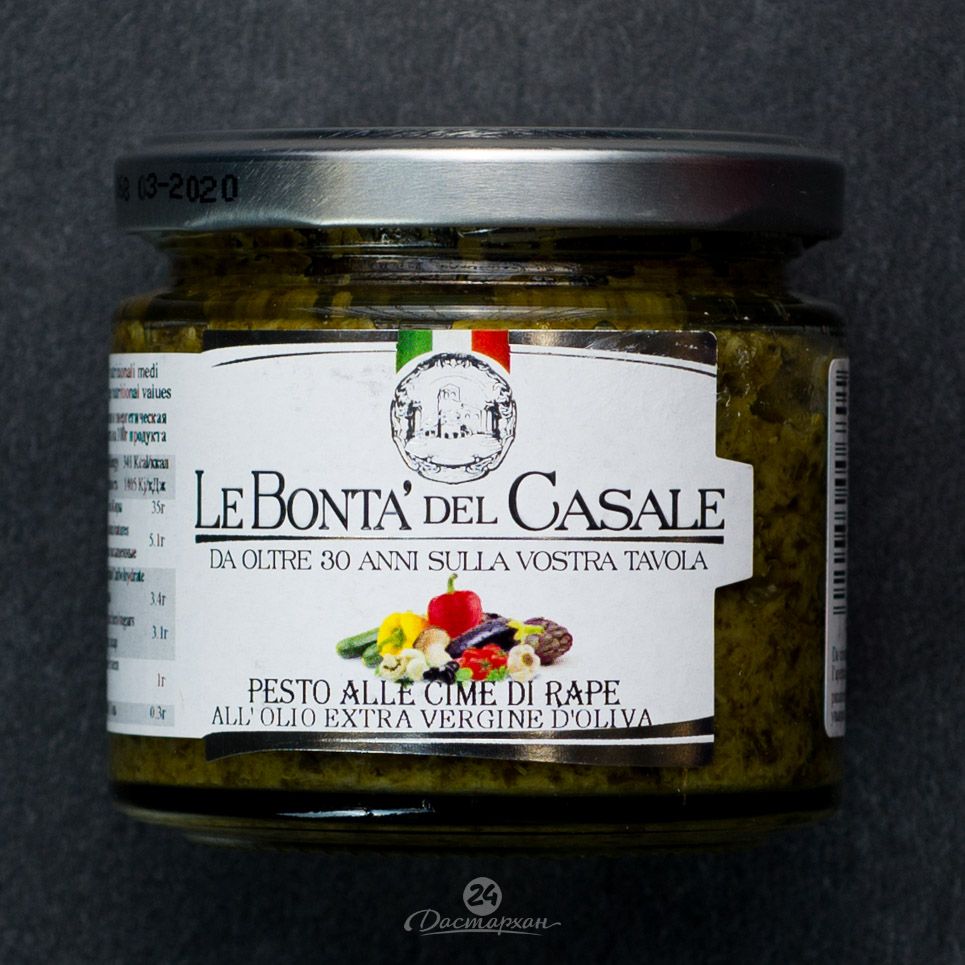 Песто Le Bonta' Del Casale из ботвы репы в оливковом масле E.V. стекло 212мл