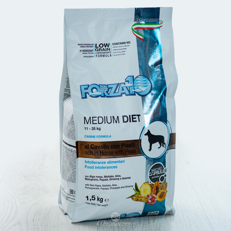 Корм Forza для собак средних пород из конины Med. Diet Low Grain Cav pis 1.5 кг.
