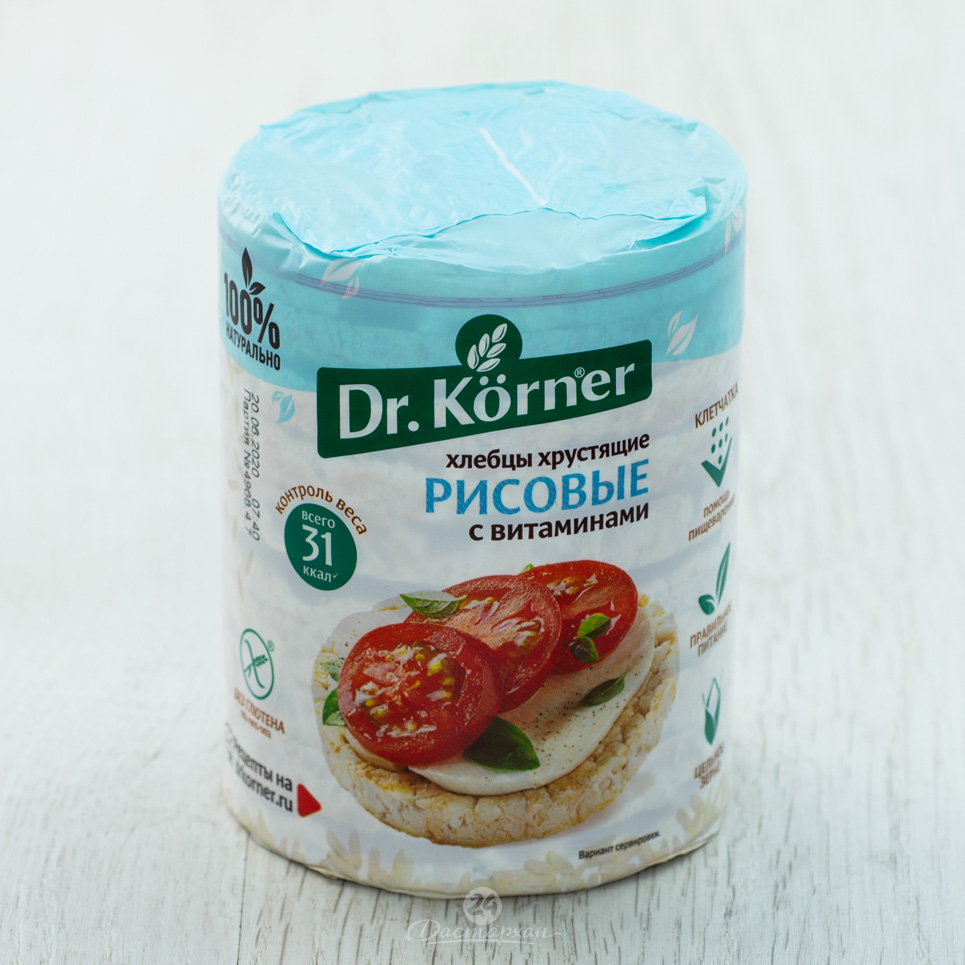 Хлебцы Dr.Korner Рисовые с витаминами без глютена 100г м/у