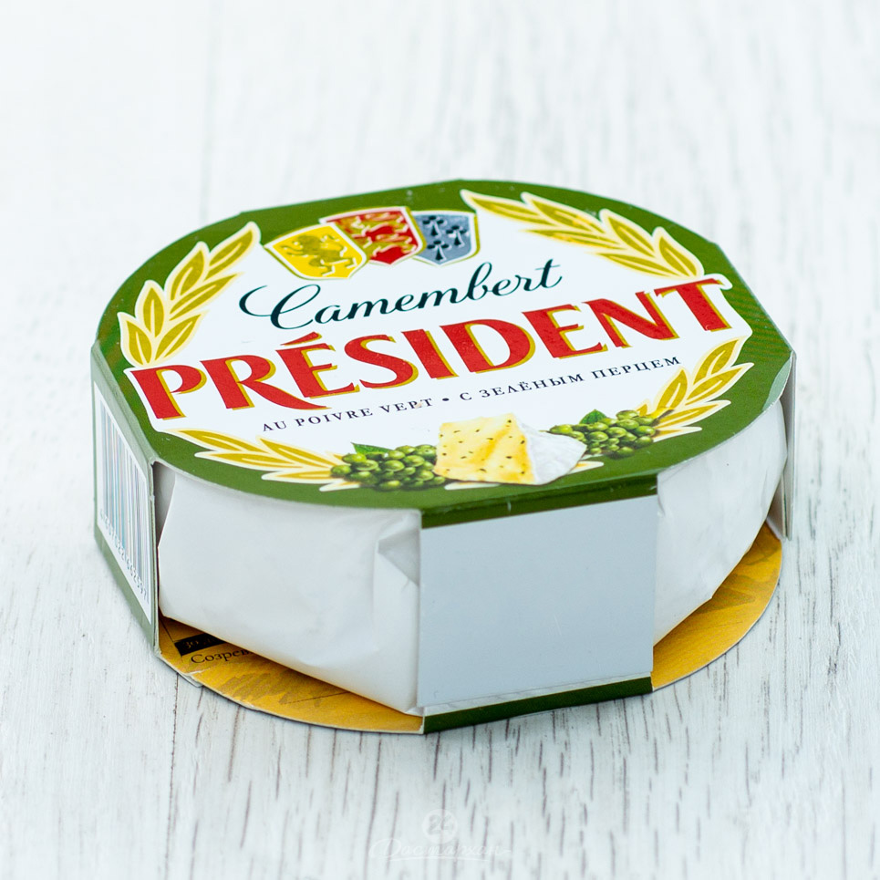 Сыр мягкий President Camеmbert с зеленым перцем 125г 45%