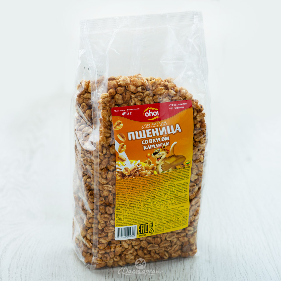 Сухой завтрак Oho пшеница со вкусом карамели 400г м/у