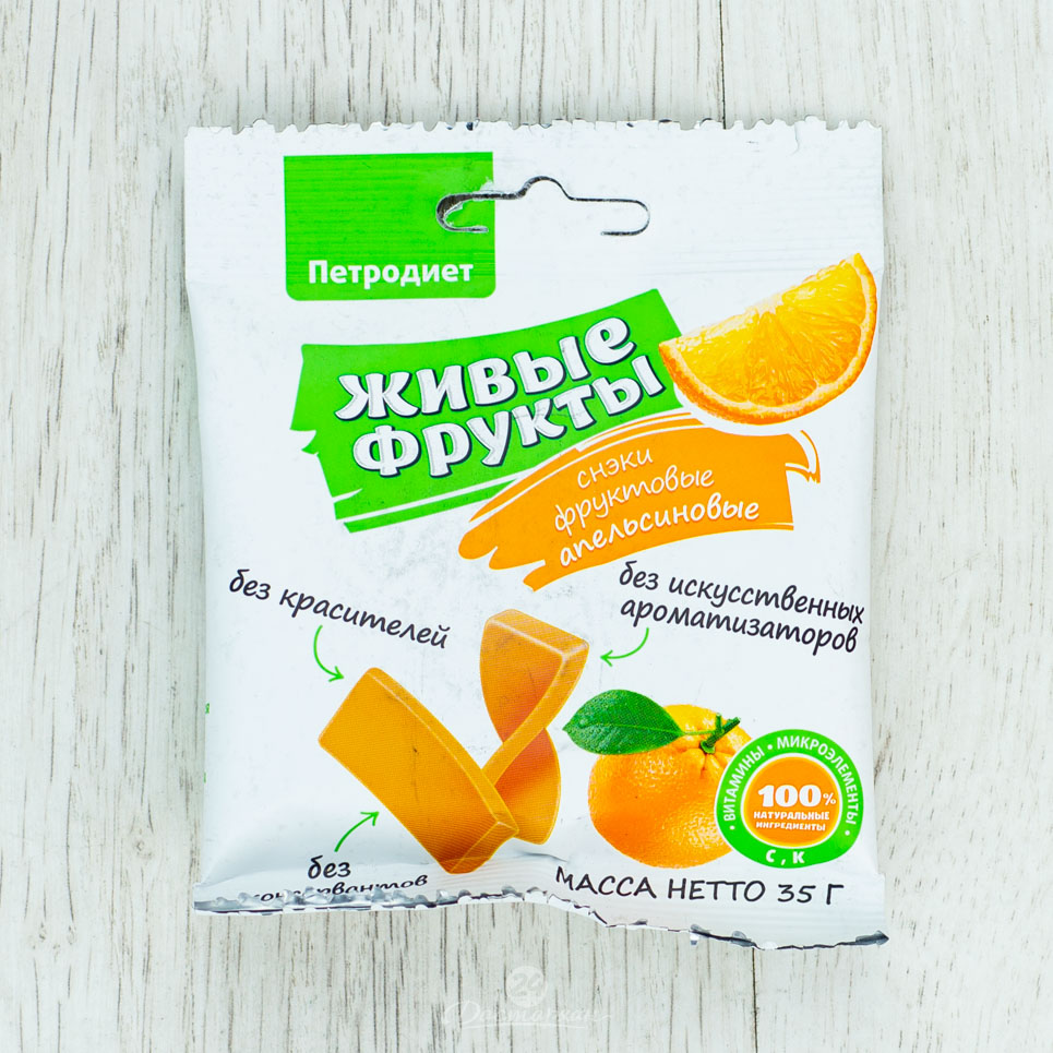 Снеки диабет Петродиет Жив.фрукты Апельсин 35г