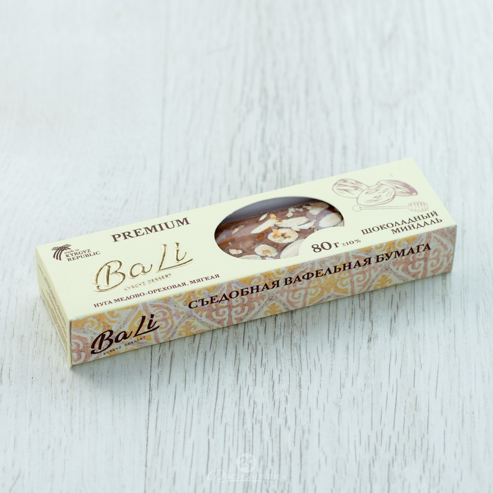 Нуга Ba Li медовая шоколадный миндаль 80г карт/кор