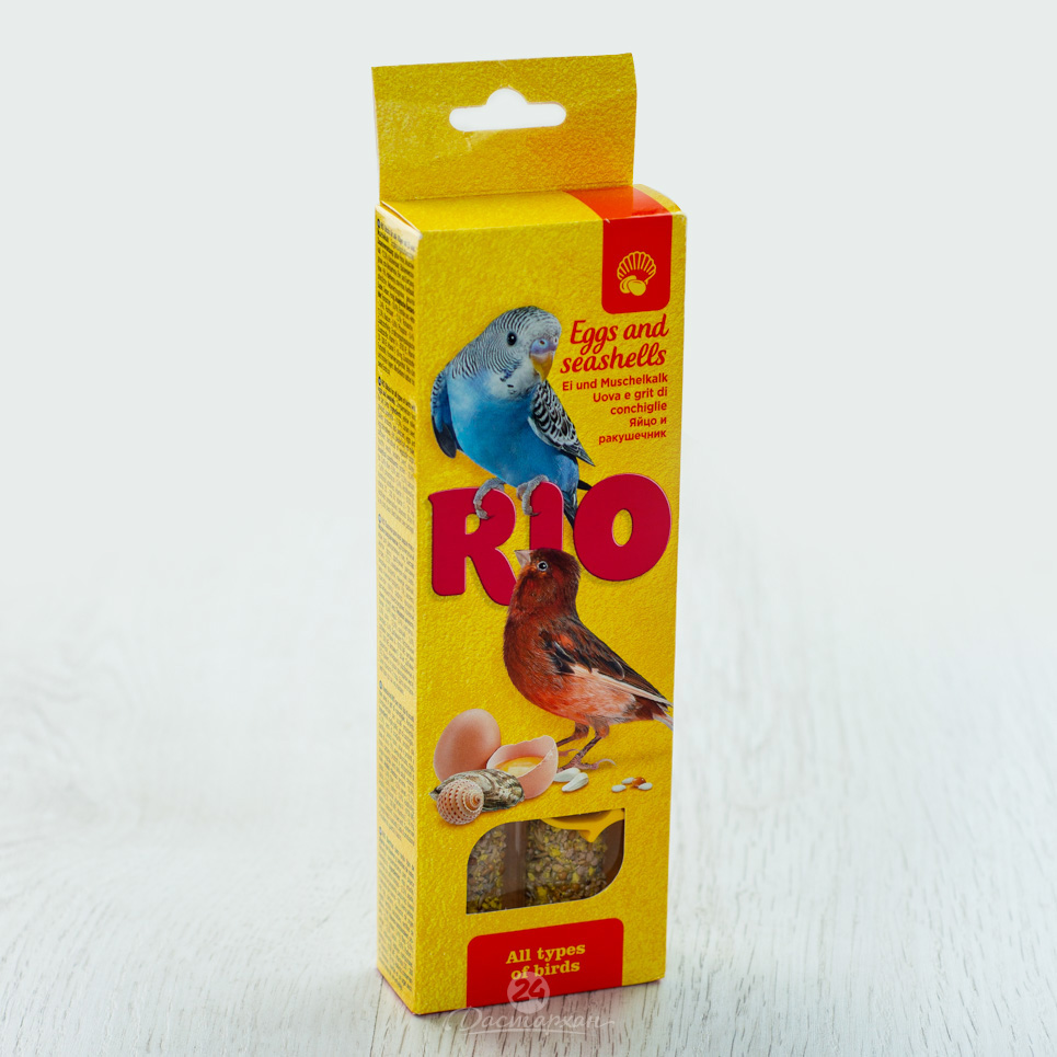 Палочки RIO для всех видов птиц с яйцом и ракушечником,коробка, 2х40г