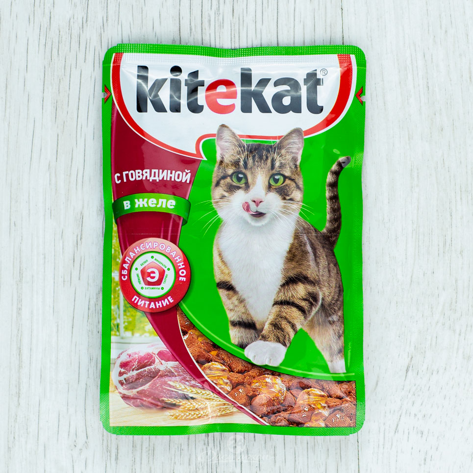 Корм для кошек Kitekat говядина в желе 85г пауч