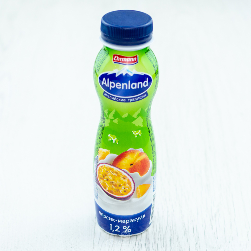 Йогурт питьевой Ehrmann Alpenland персик-маракуйя 1,2% 290г