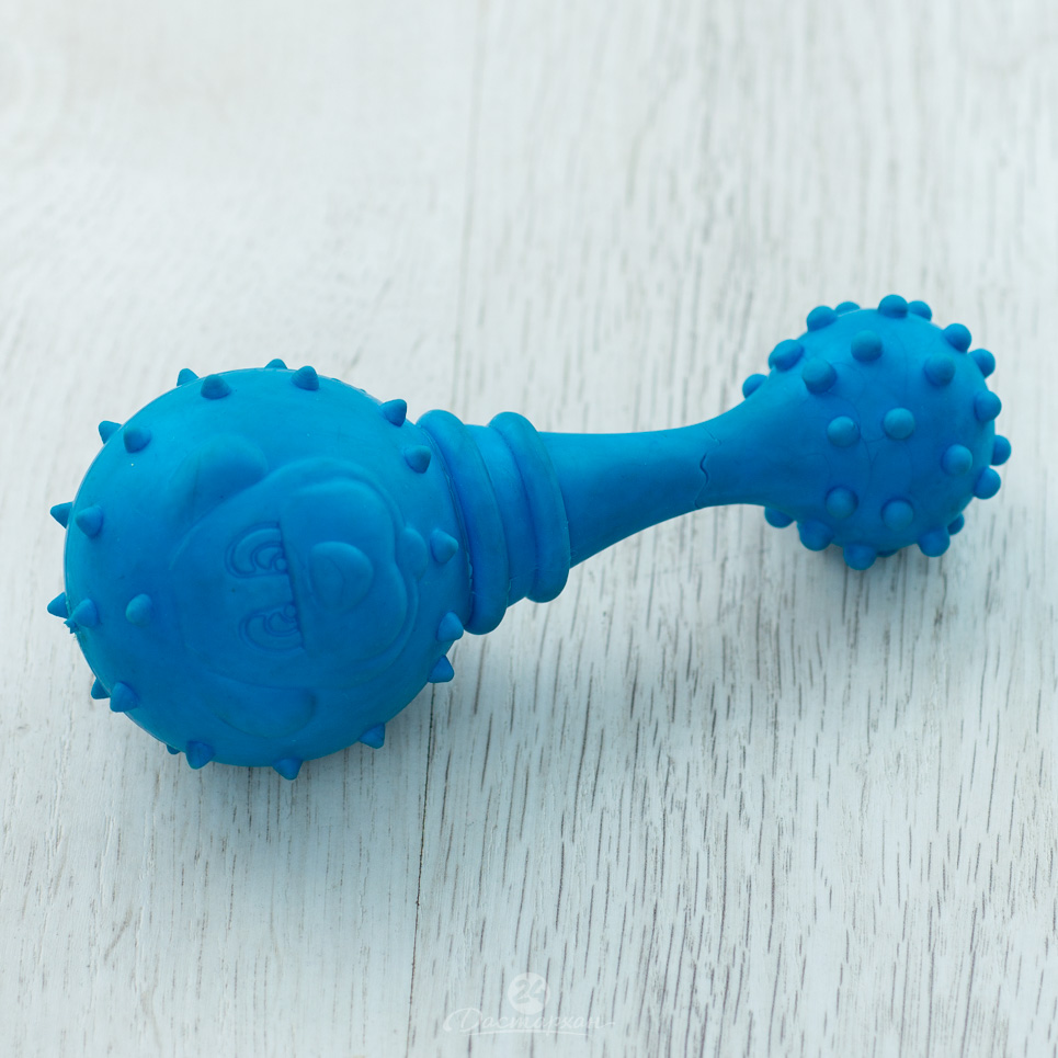 Игрушка-дразнилка для собак 2-в-1 массажный мяч и гантелька, TPR, микс цветов   2496496