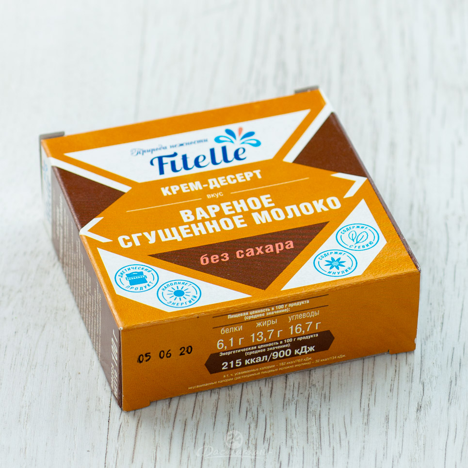 Десерт-крем Fitelle Вареное сгущеное молоко(без сахара) 100г карт/кор
