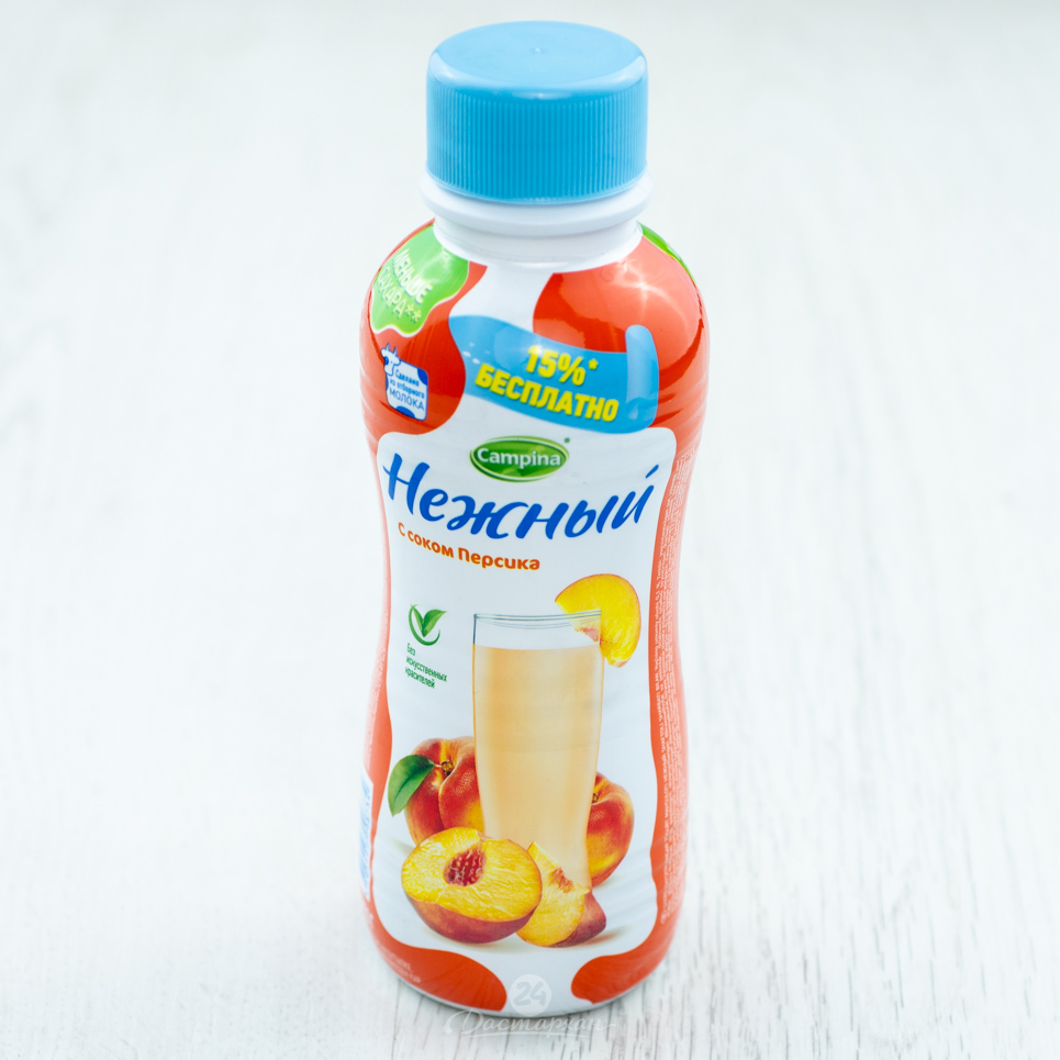 Йогурт питьевой Campina Нежный персик 0,1% 470мл