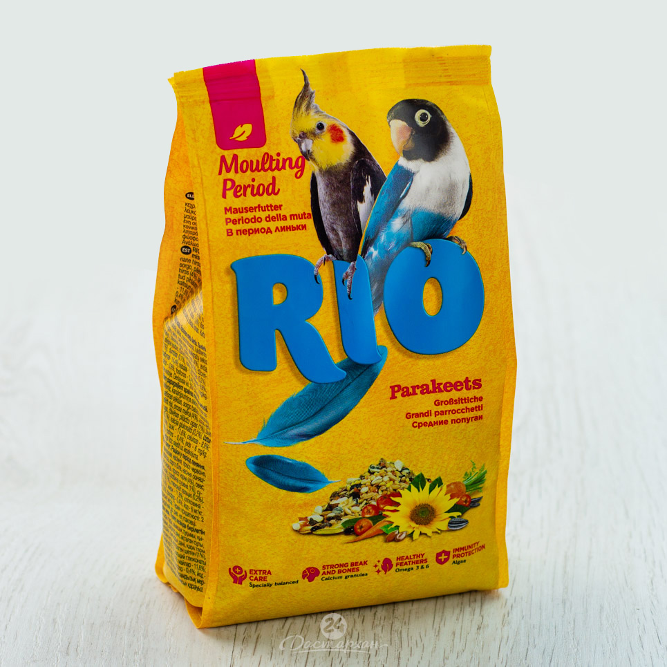 Корм RIO для средних попугаев в период линьки,пакет 500 гр