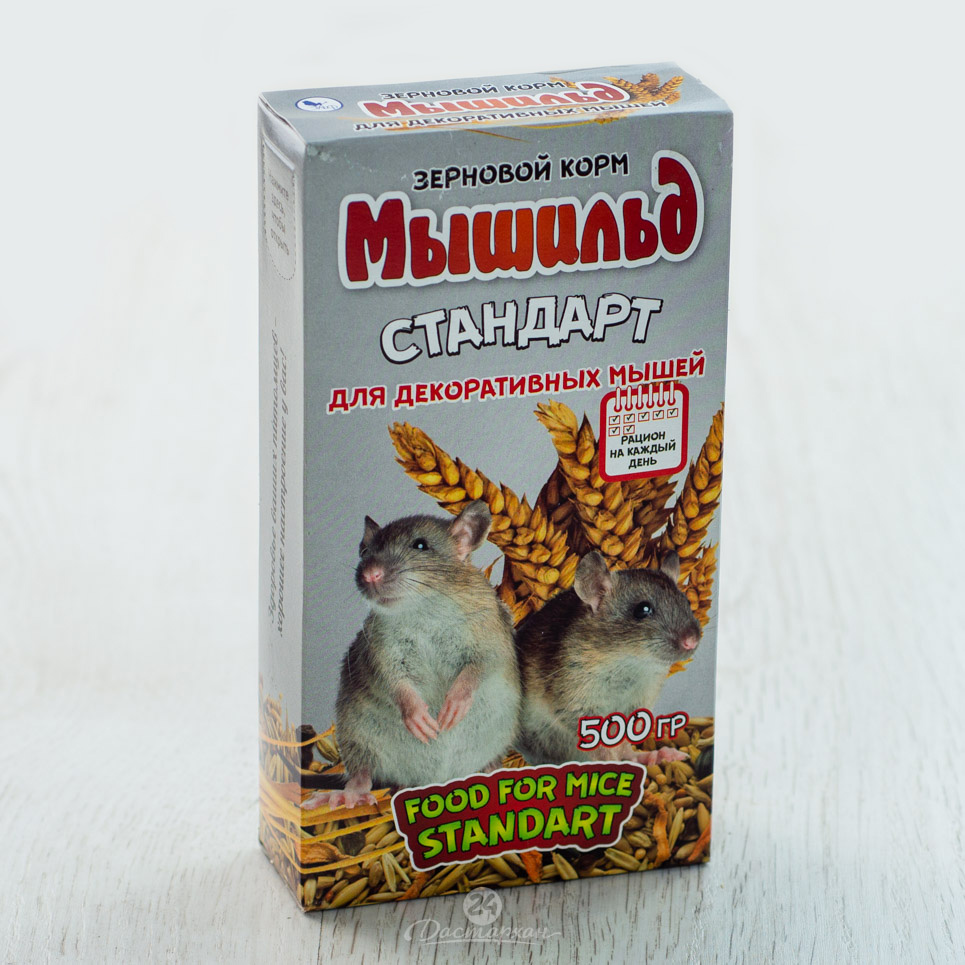 Корм зерновой Мышильд стандарт для декоративных мышей, 500 г, коробка 1222415