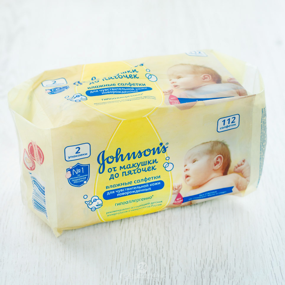 Салфетки влажн Johnson&Johnson От макушки до пяточек Jonson'S Baby б/запаха 112шт.