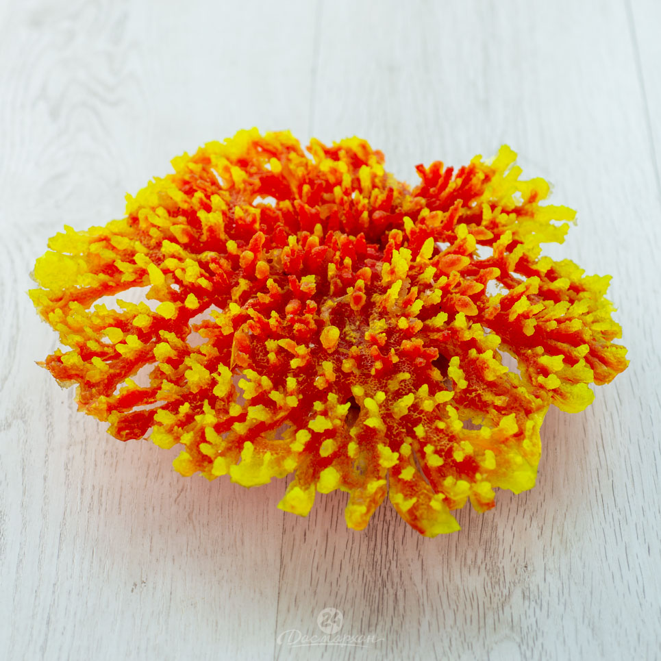Коралл красный с желтой окантовкой силиконовый d-20см 