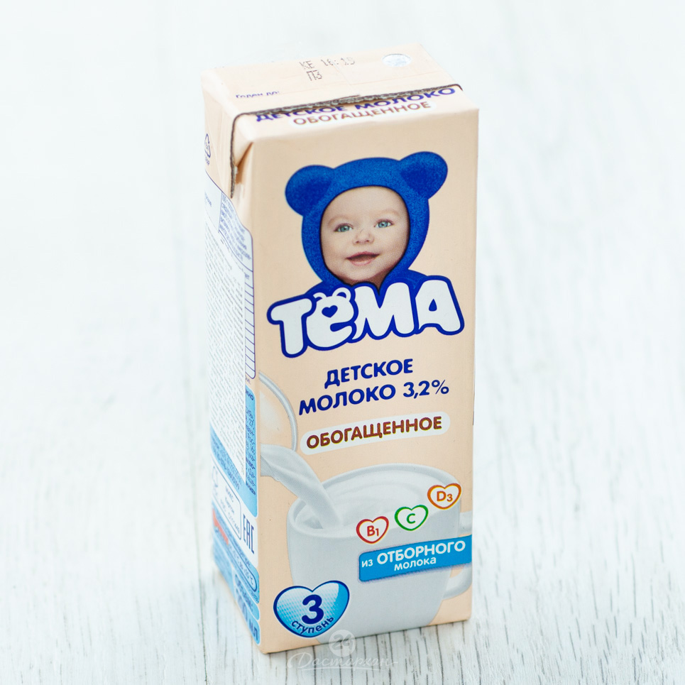 Молоко Тёма 3,2% 200мл TBA slim