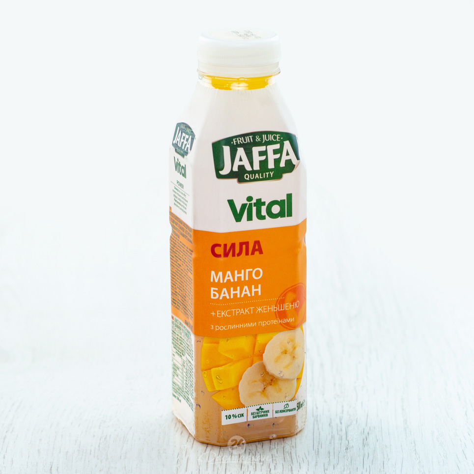 Напиток сокосодержащий Jaffa из манго и бананов с экстрактом женьшеня и растительными протеинами 0,5