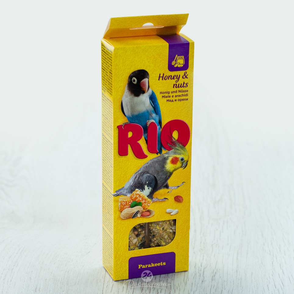 Палочки RIO для средних попугаев с медом и орехами,коробка 2х75г