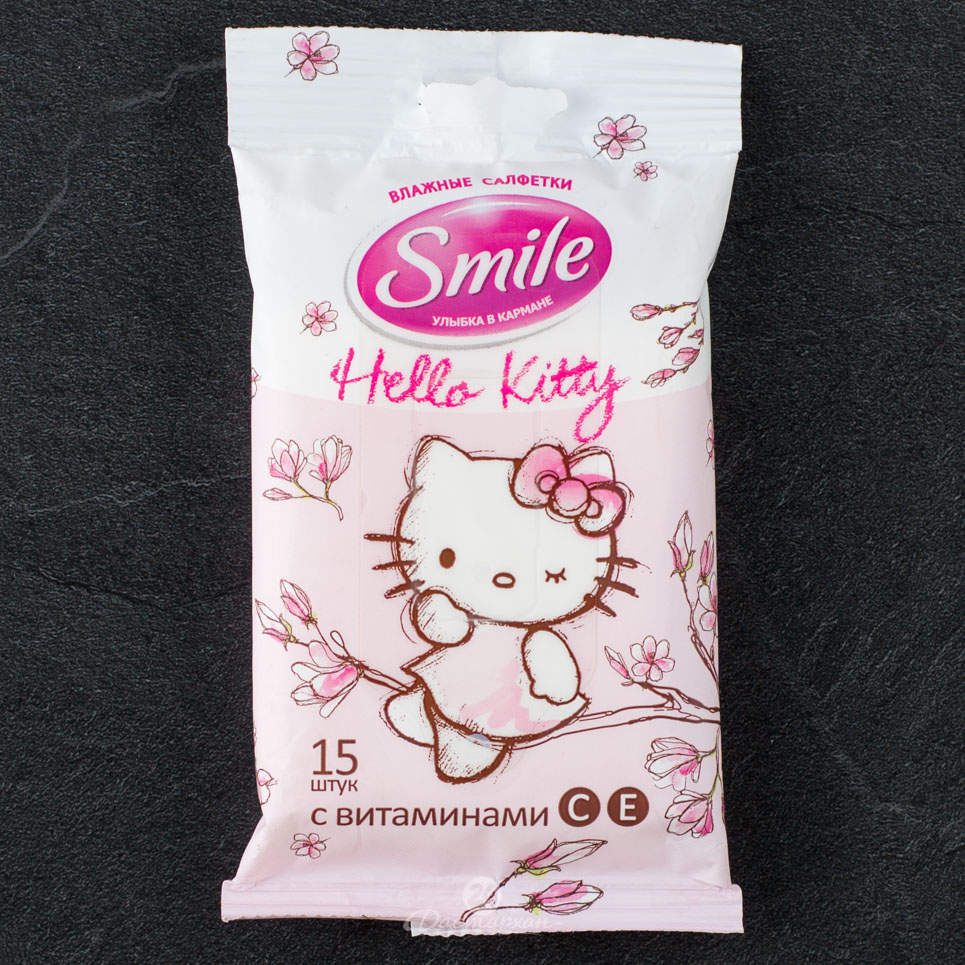 Салфетки влажные Smile Hello Kitty микс детские 15шт