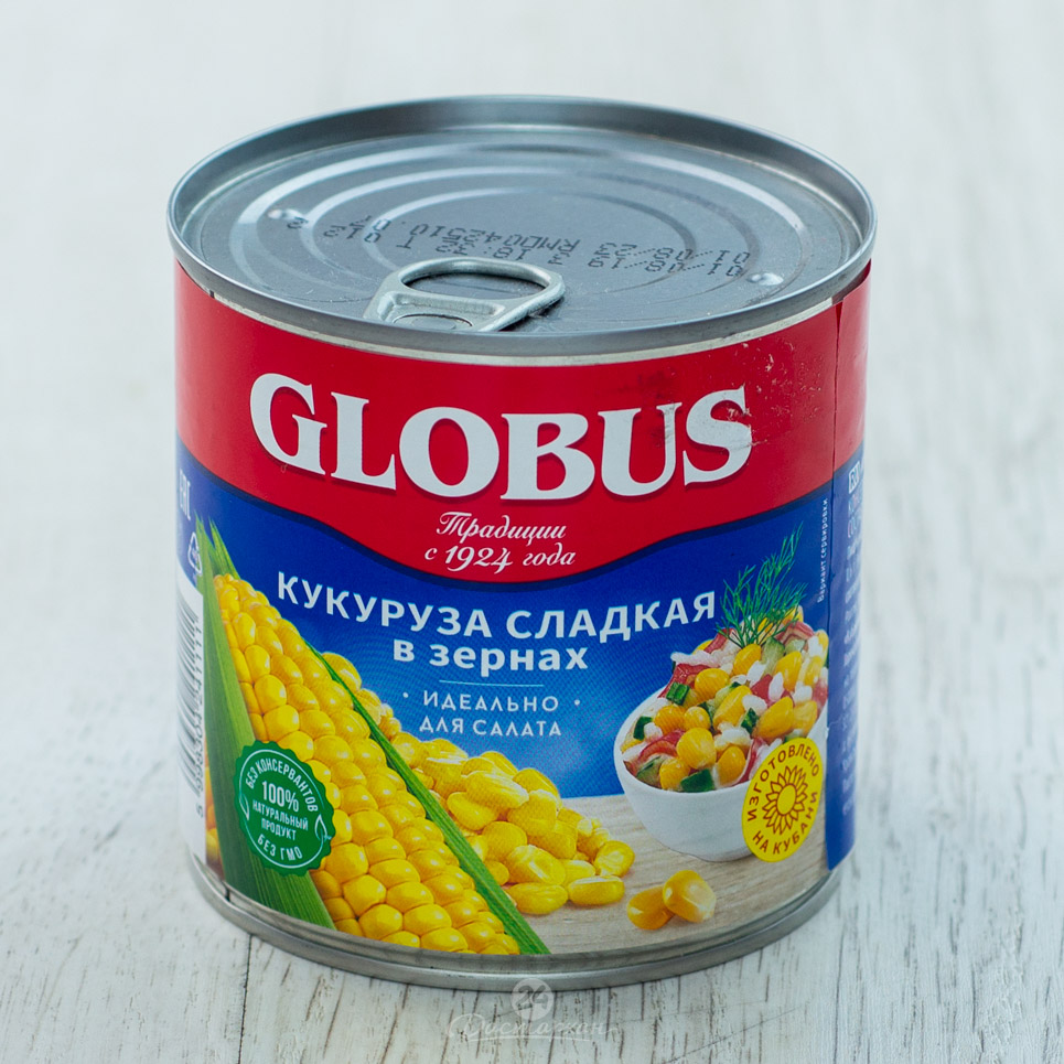 Кукуруза Globus деликатесная 340г консервированная ж/б