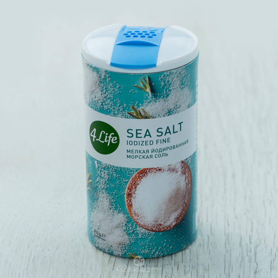 Соль 4Life морская мелкая йодированная 250г туба 
