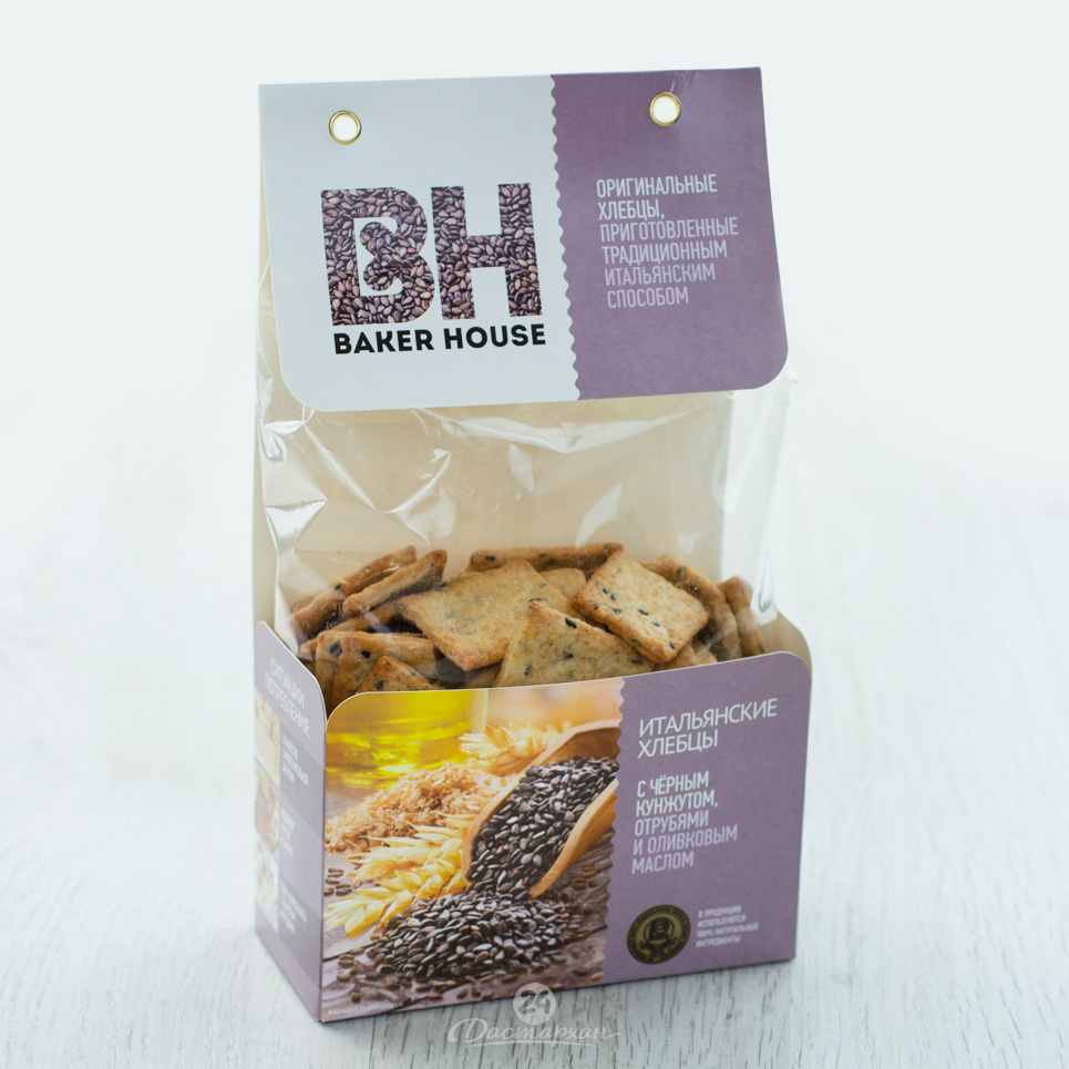 Хлебцы Baker House с отрубями,кунжутом и оливковым маслом 250г м/у