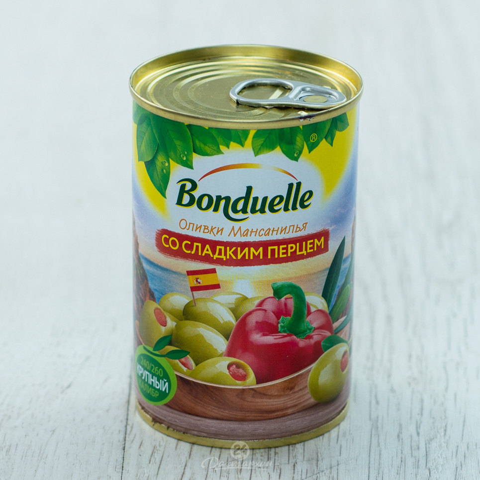 Оливки Bonduelle Мансанилья со сладким перцем 314мл ж/б 