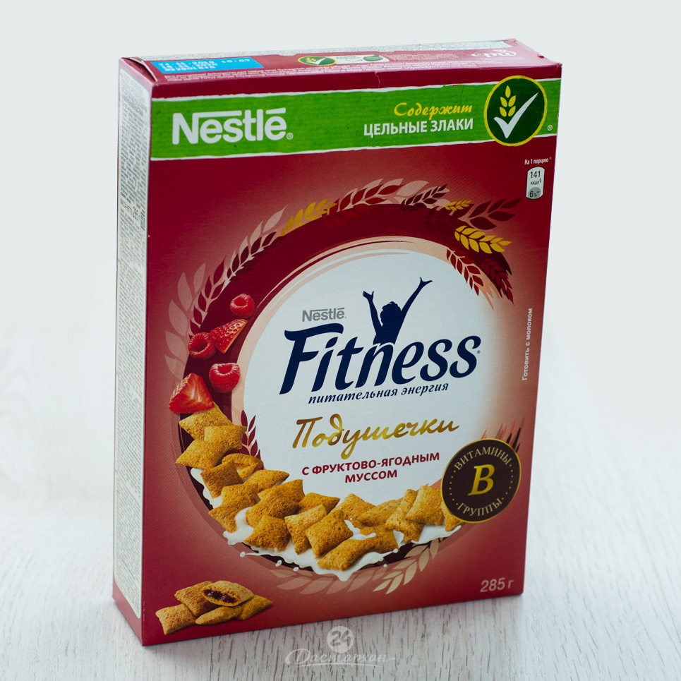 Подушечки Nestle Fitness Мультизлаковые с фруктово-ягодным муссом 285г